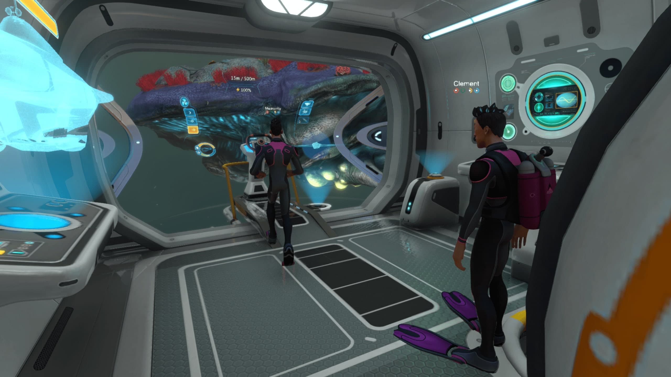 Nitrox公式配布画像。Subnauticaのゲーム内で複数のプレイヤーが集まるマルチプレイ場面
