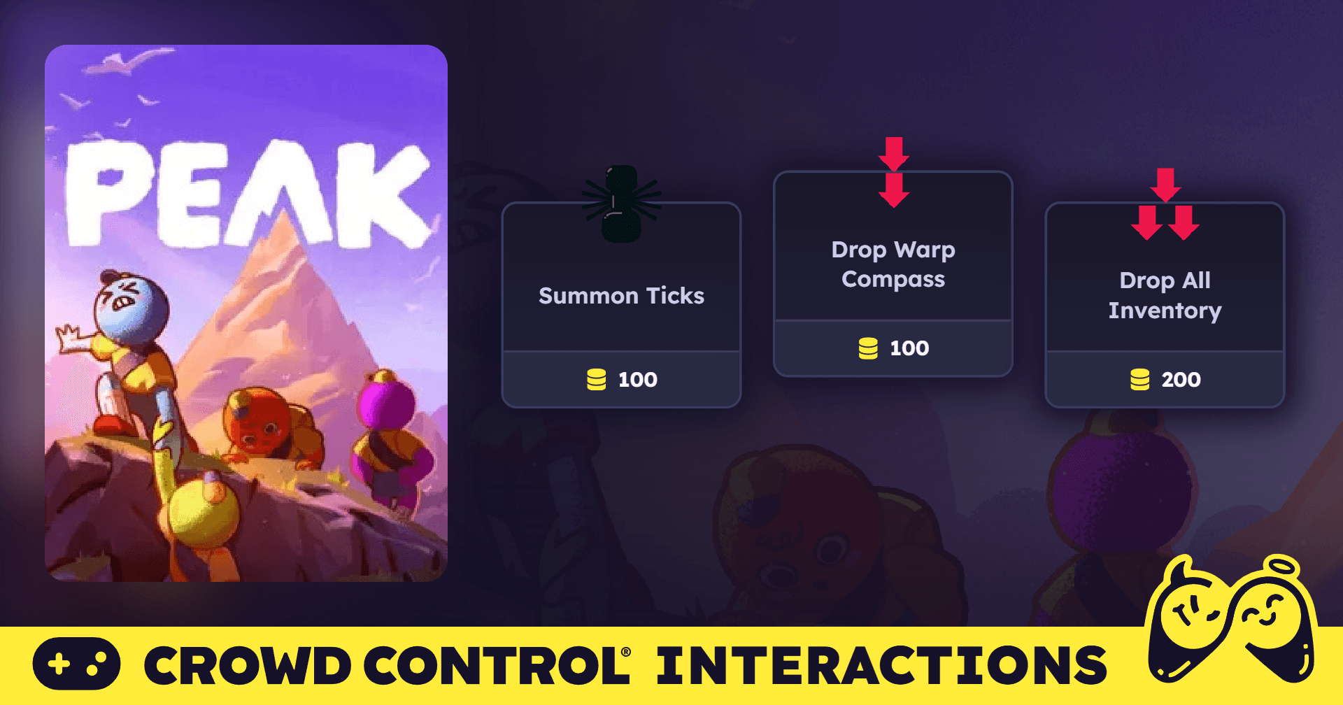 CrowdControl PEAKのダニ召喚と持ち物破棄の効果紹介