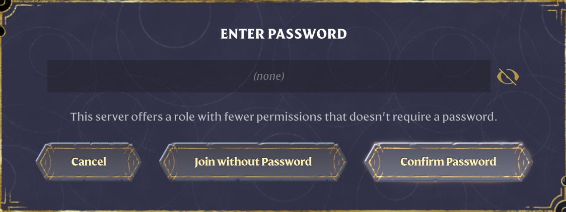 Enshroudedの参加パスワード画面