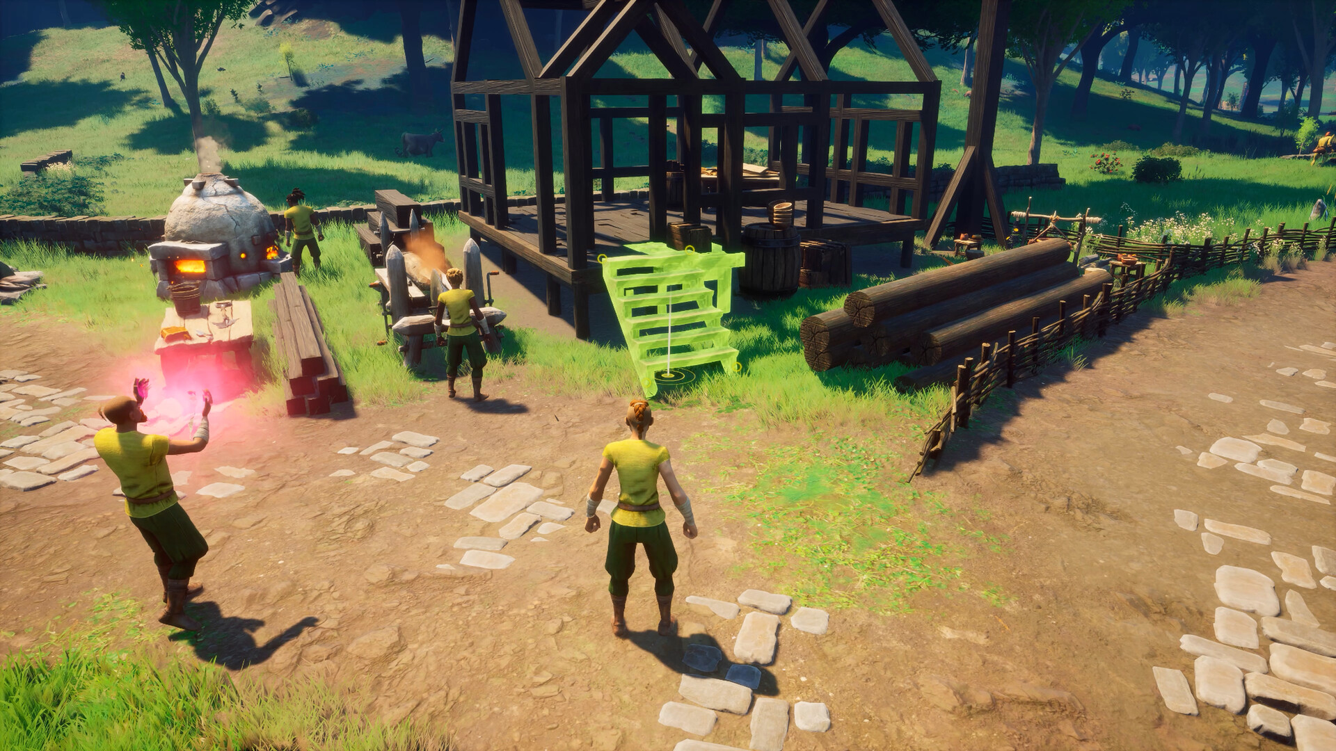 仲間と木造の家を建てるRuneScape Dragonwildsの拠点