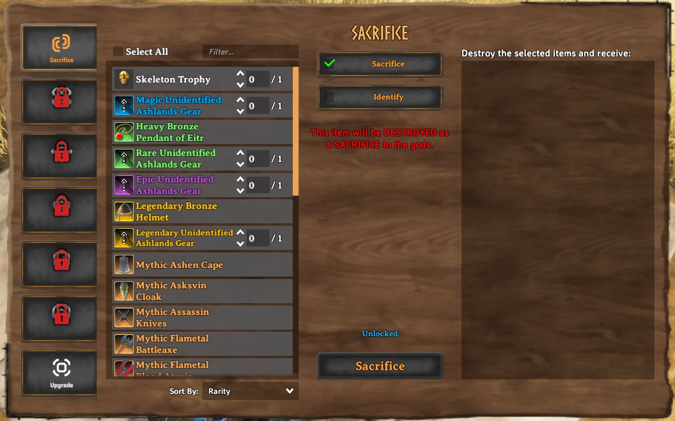 SacrificeとIdentifyを切り替えられるEpic Lootの作者公開画面