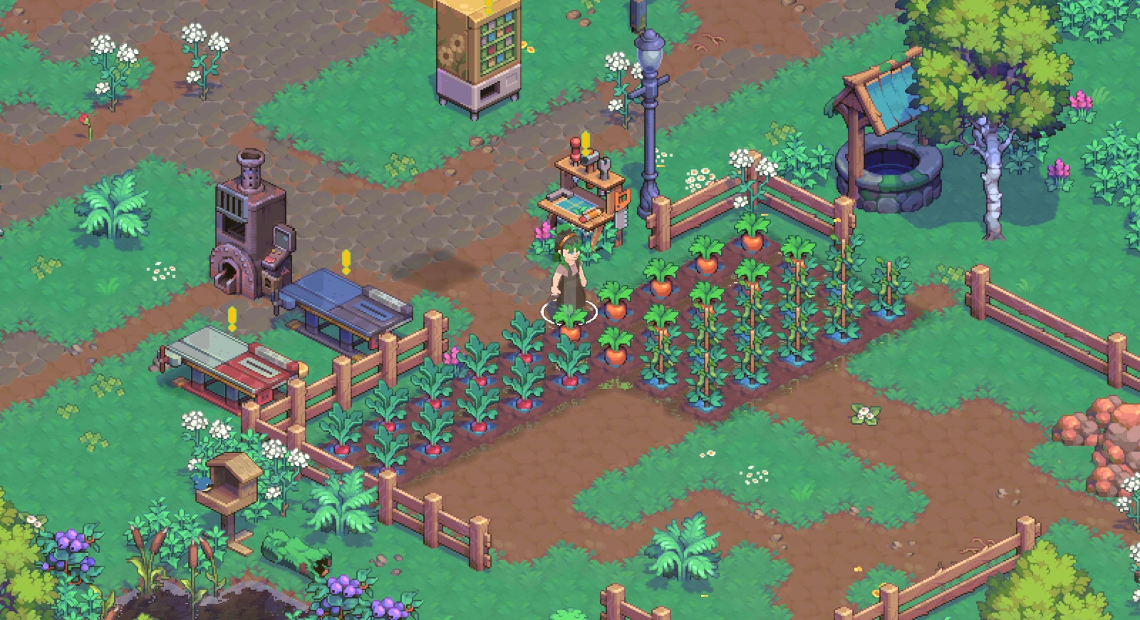 畑で作物を育てるMoonfrostの公式ゲーム画面