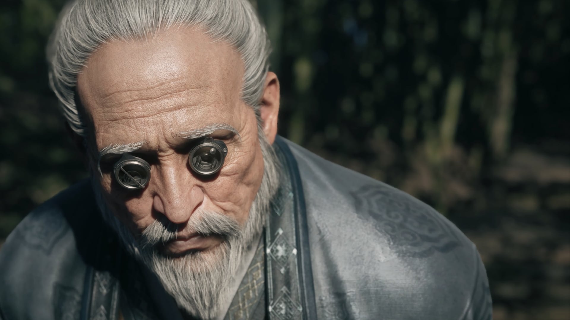 Phantom Blade Zeroの公式スクリーンショット。眼鏡を着けた白髪の人物