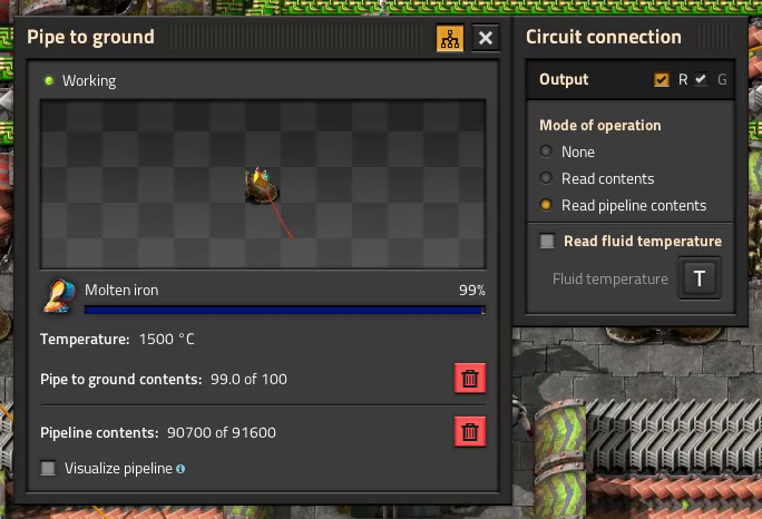 Factorio 2.1の地下パイプ画面左下にあるVisualize pipelineチェック