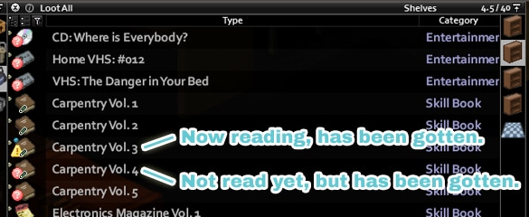 Has Been Readの作者による、未読や読書途中の印と鉛筆のItem Markが同時に表示される例