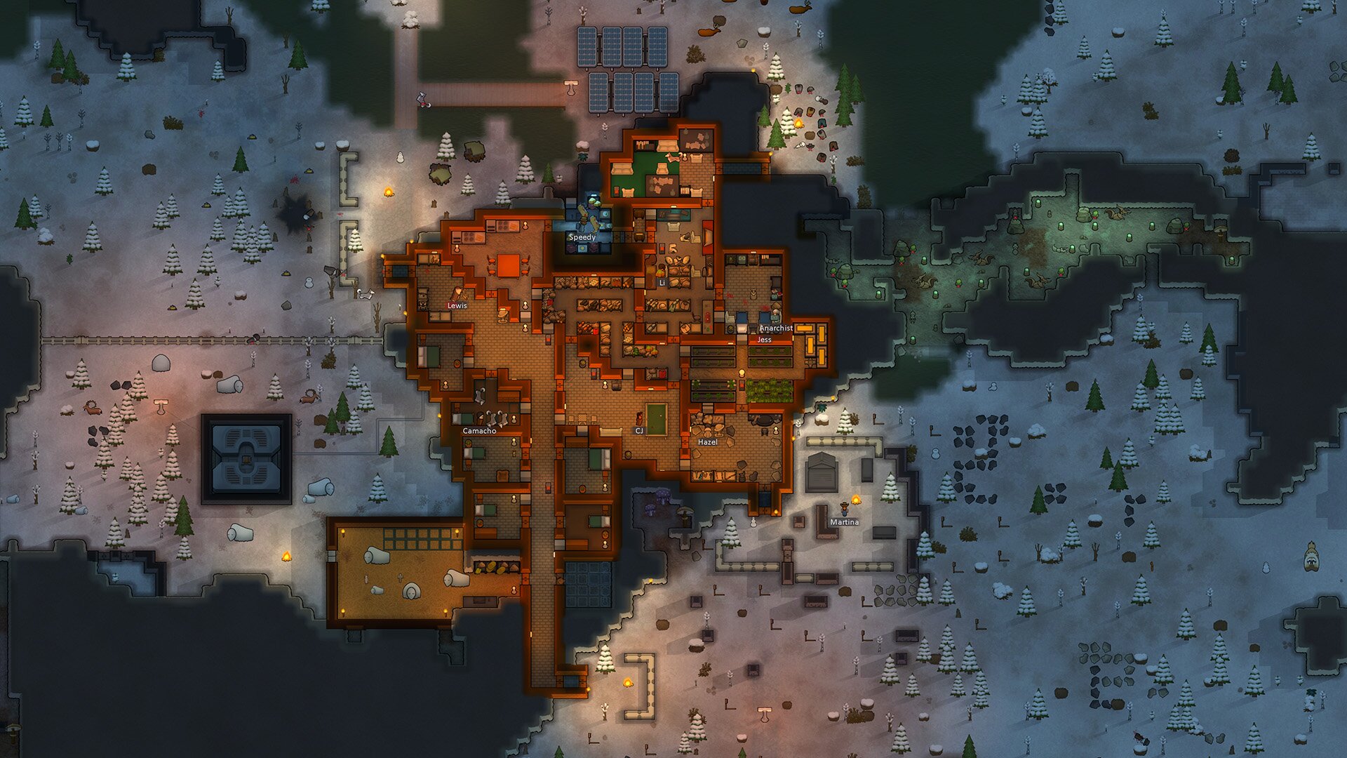 RimWorld公式の寒冷地のコロニー画面
