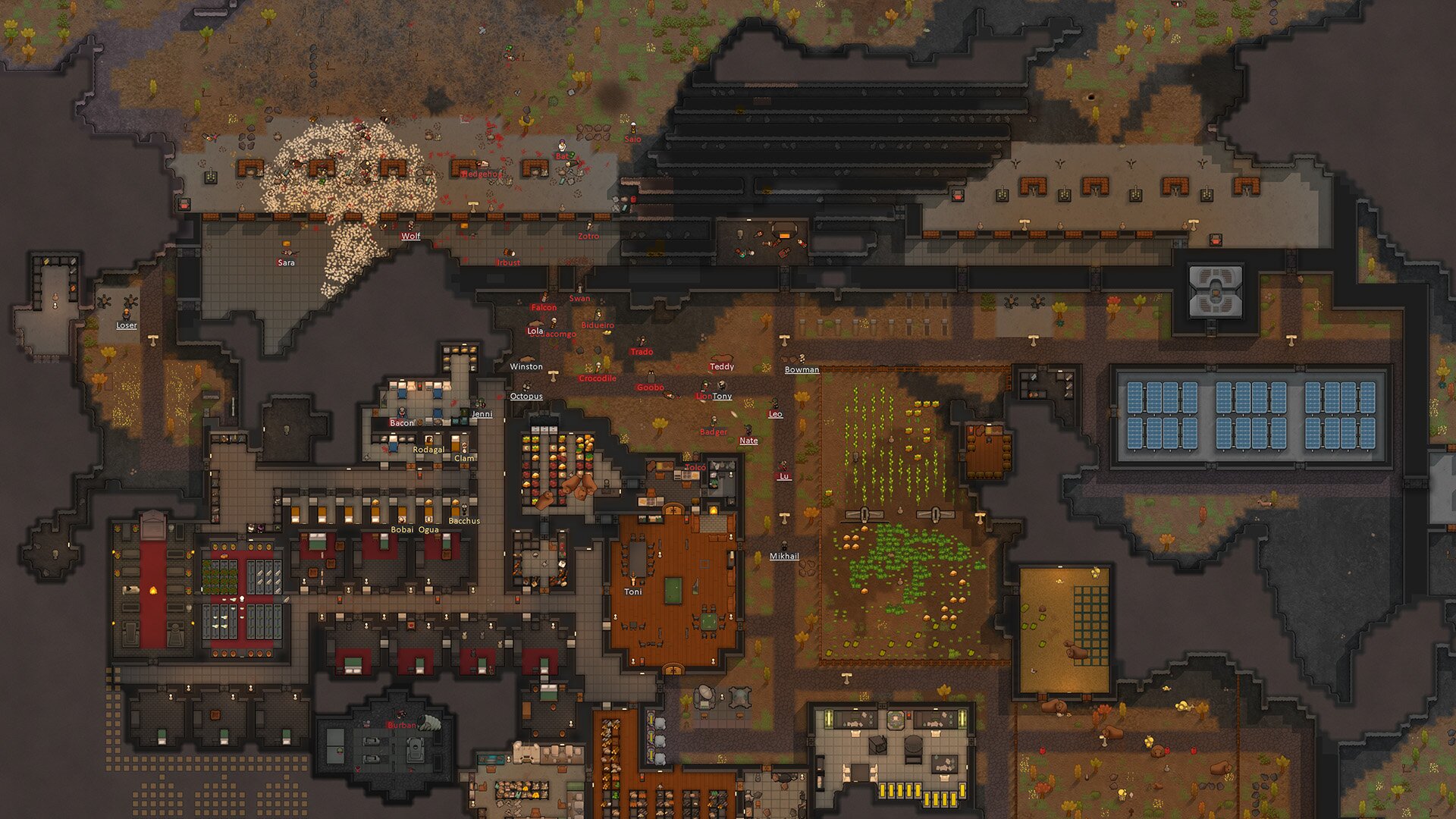 RimWorld公式の大きなコロニー画面