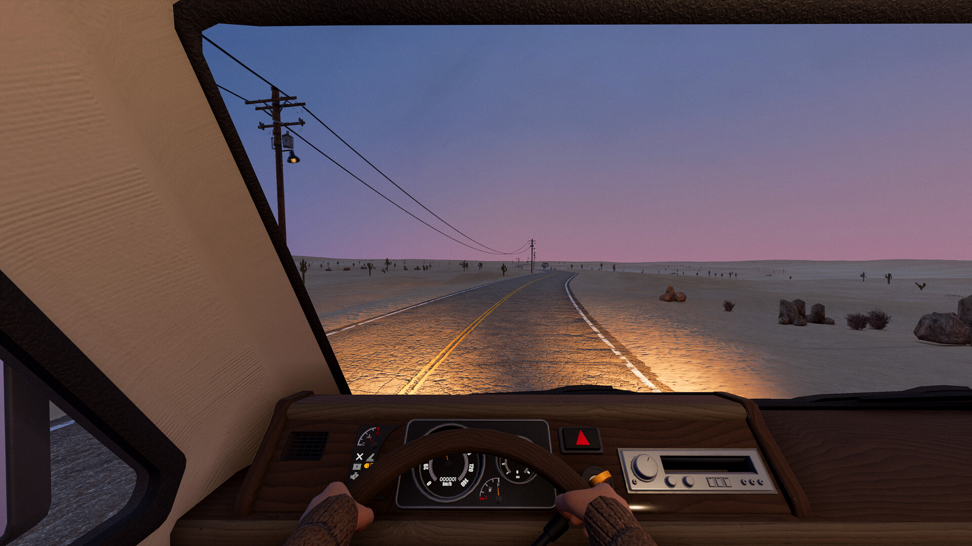 Nomad DriveのRV運転席から道路を見た公式画面