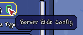 右側のアイコンにマウスを合わせてServer Side Configと表示したtModLoaderの設定一覧