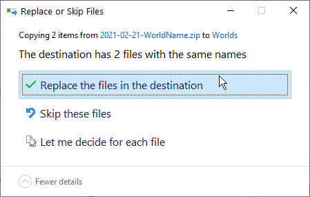 同名の2ファイルを置き換えるWindowsの確認画面